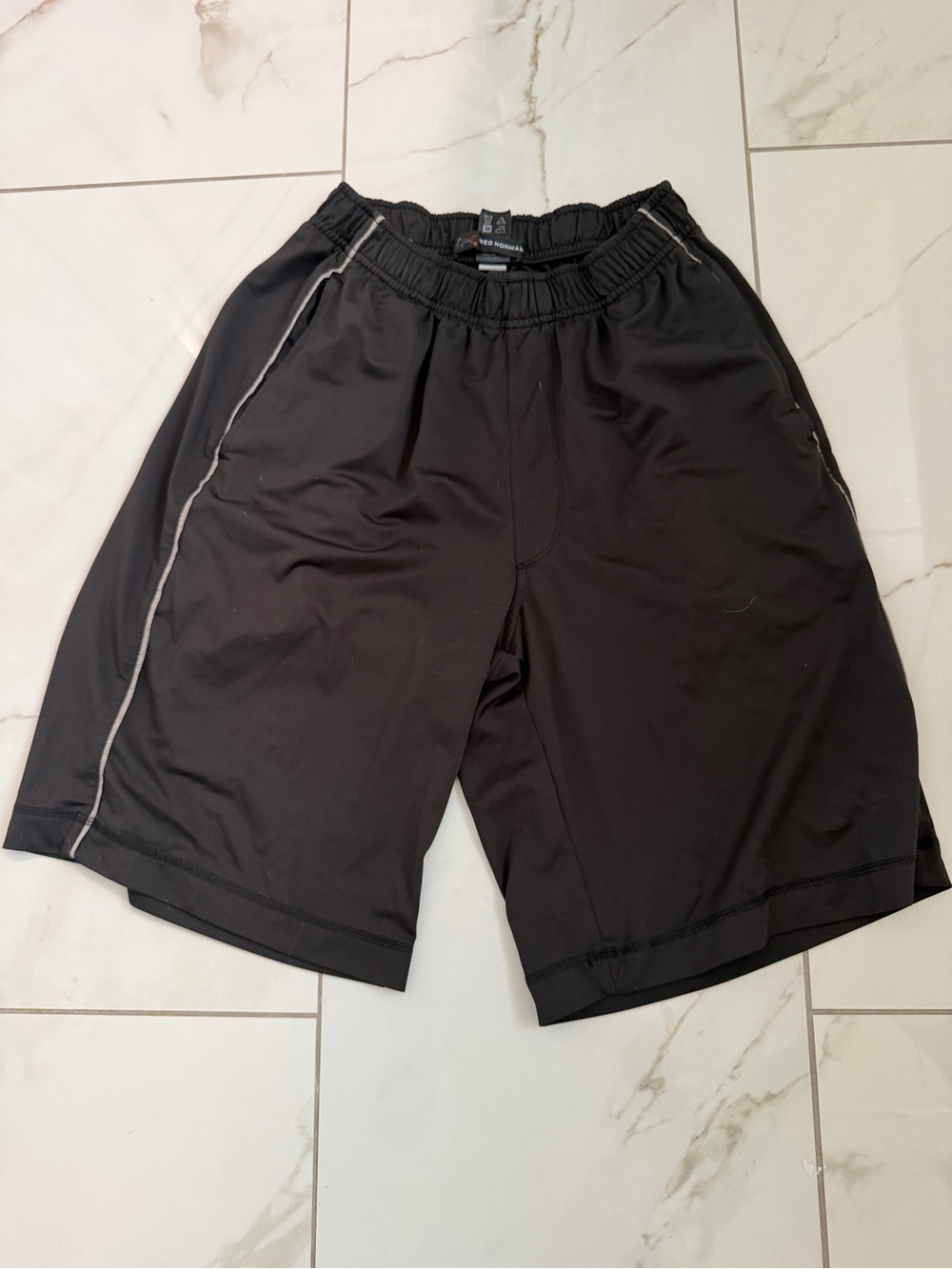 Greg Norman Collection Black Athletic Shorts with Contrasting Piping